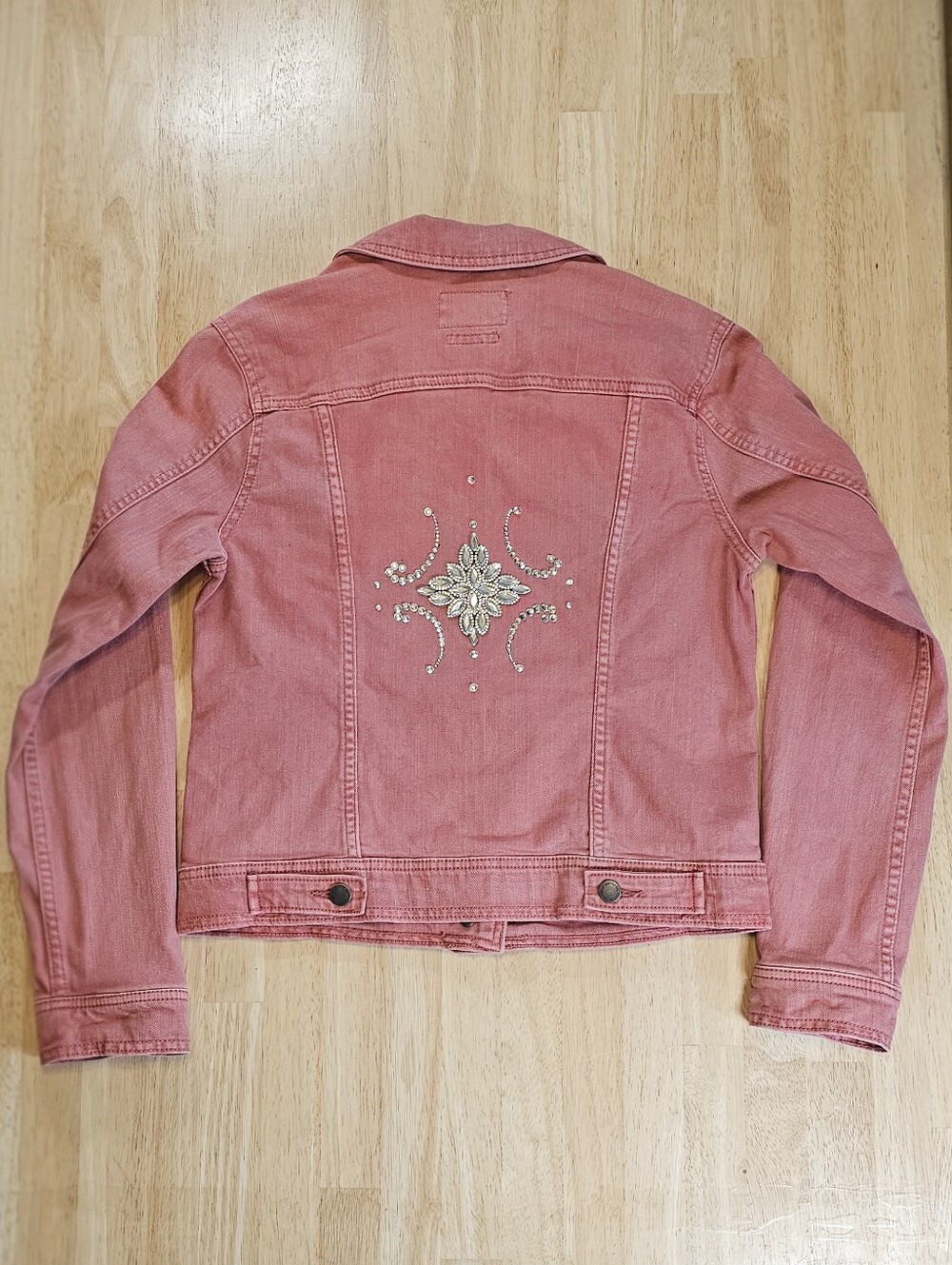 Rhinestone Embellished Pink Jean Jacket